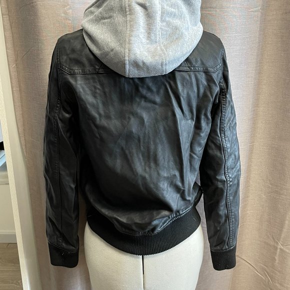 Faux Leather Jacket With Detectable Hood - Picture 3 of 3